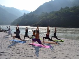 Ashtanga Yoga Session At Banks of River Ganga – IYMS Rishikesh