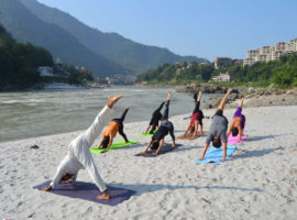 Hatha Yoga Session At Banks of River Ganga – IYMS Rishikesh