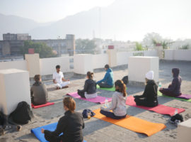 Meditation Session on Roof – IYMS Rishikesh