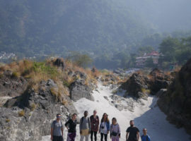 Students Having A Walk At Sand Beach of River Ganga – IYMS Rishikesh